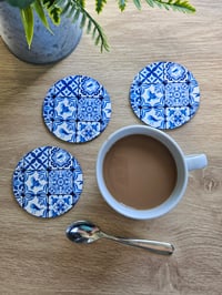 Image 1 of Blue Tile Coasters - 4 pack