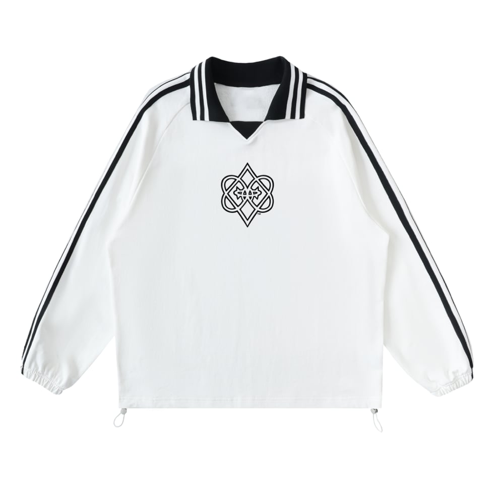 Image of “ETERNAL HEARTS” Striped Lapel Collard Sweater 