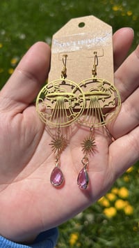 Image 1 of Lilac Celestial Spaceship Earrings 💜✨🌞🛸