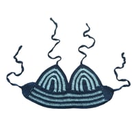 Navy and Light Blue Striped Basic Crochet Croptop