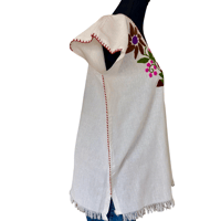 Image 5 of Vintage Traditional Cotton Hand Embroidered Floral Peasant Top- Made in Mexico 