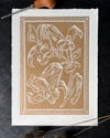 Lilies Lino Print Gold White