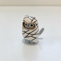 Image 2 of Glow in dark mummy gray cat ceramic figurine