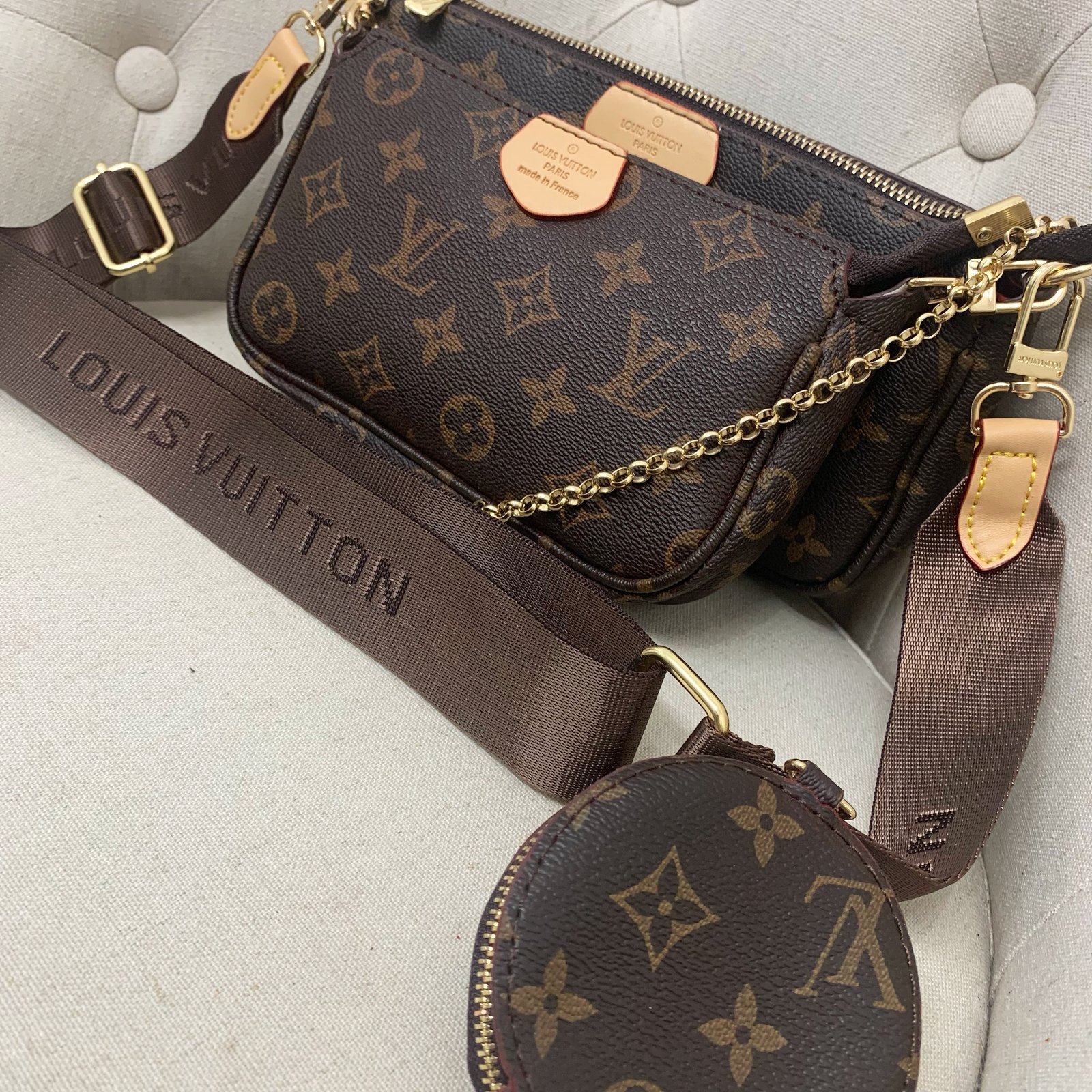 louis vuitton pochette brown strap