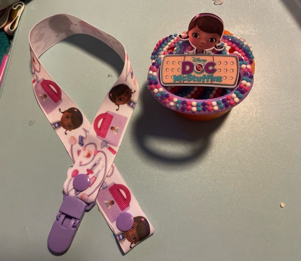 Image of Cartoon Stuffie Doctor Adult Pacifier and Pacifier Set
