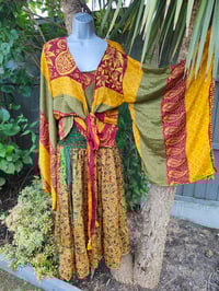 Image 9 of Kimono and cami set -yellow green red