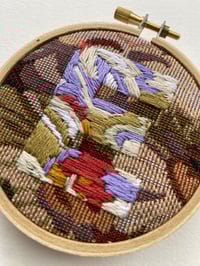 Image 3 of Original Secret Alphabet Embroidery Artwork - “E” (Floral Tapestry)
