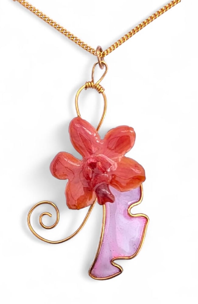 Image of Gold Wirework Mini Orchid Pendants