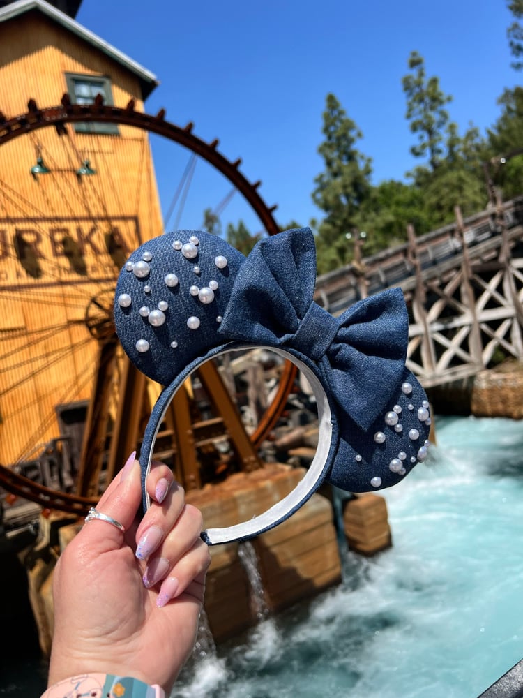 Image of Denim Pearl Hidden Mickey Ears