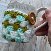 Image 2 of “Minty & Green” Crocheted Mug Cozy