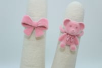 Image 1 of Pink Bow & Bear Ring Set