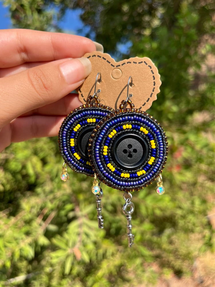 Image of Native beaded Coraline button earrings