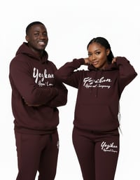 Image 1 of YAC  Maroon Signature Print  Pullover Jogger Suit