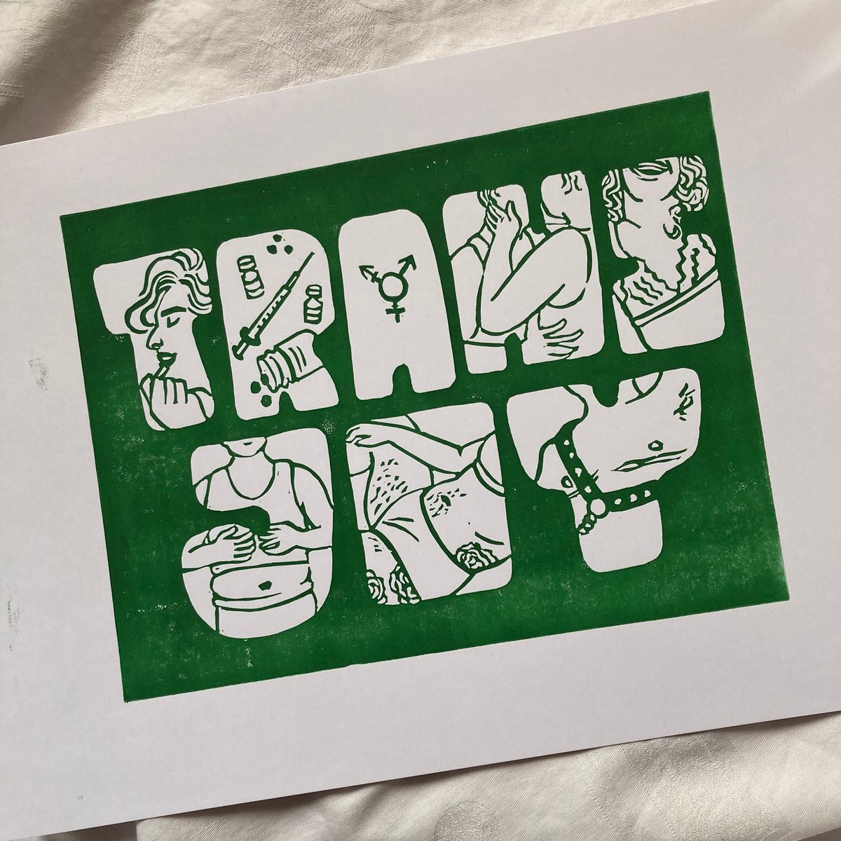 Image of Trans Joy Lino Print