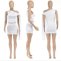 Image 1 of Plain One Shoulder Bandage Skirt Set / PRE ORDER