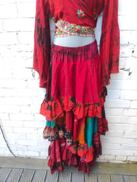 Image 1 of Wanderlust maxi tiered skirt/ Bandeau Dress Red skies 