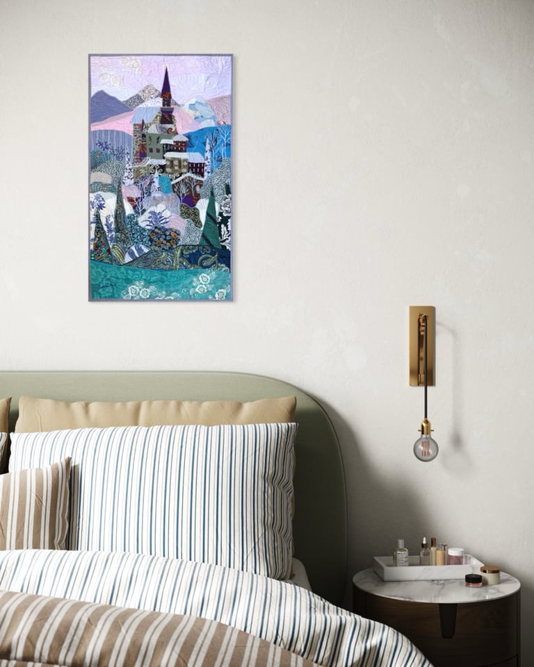 Elsa's Castle - art quilt painting, 77х45 cm Image 10