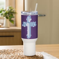 Image 1 of Travel mug with a handle (Jesus Cross on Purple)