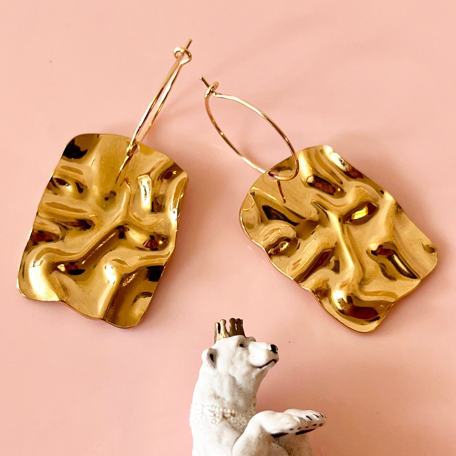 Gold textured deals rectangle earrings