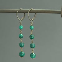 Boucles d'oreilles pendantes malachite 