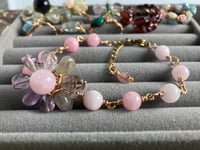 Image 3 of Morganite Rutilated Quartz Flower Charm bracelet | Love and Compassion