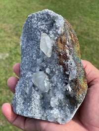 Image 1 of UV Calcite On Quartz With Rainbow Chalcopyrite Specimen #1698