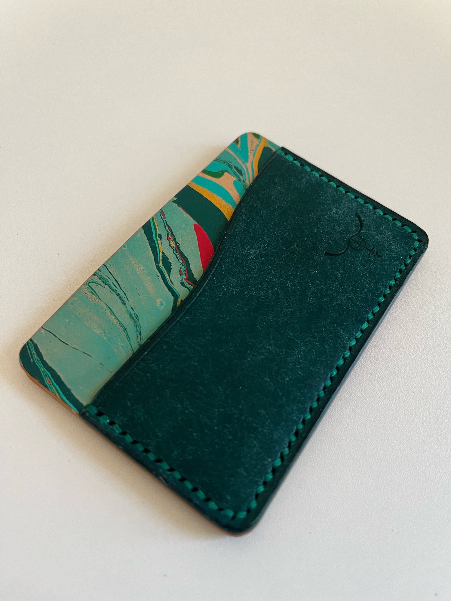 Image of Ortensia Pueblo/Seafoam Marbled Horizontal Cardholder 
