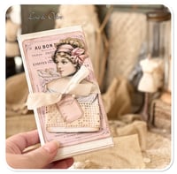 Image 1 of Vintage Style box of vintage French lace samples buttons cotton reels