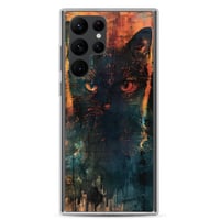 Image 7 of Dark Goth Black Cat With Orange Clear Case for Samsung®