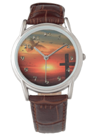 Image 5 of Cross with sunrise men's watch brown leather band