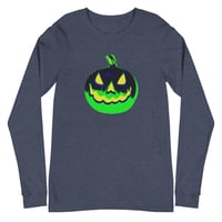 Image 14 of Long Sleeve Tee (Adult M/F) - Jack O Lantern Vintage Green-Black