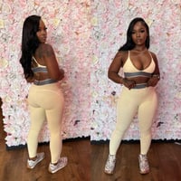Image 1 of yellow bra top + leggings 2pc
