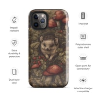 Image 4 of Boho Nature Cottagecore Inspired Hedgehogs Among Mushrooms Tough Case for iPhone®