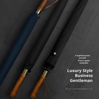 Image 2 of Umbrella Automatic Large Double 16 Bone Solid Wood Handle Men's Umbrella Retro Thick Long Handle Umb