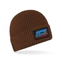 Image 1 of ICS Running Man Patch Knitted Beanie Hat