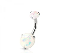Image 3 of Double Opal Prong Set Cz 316L Ss Navel Ring