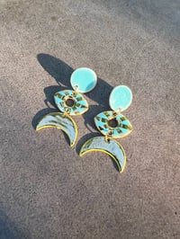 Image 1 of MOONGAZER STUDS - AQUA, SUN + GOLD