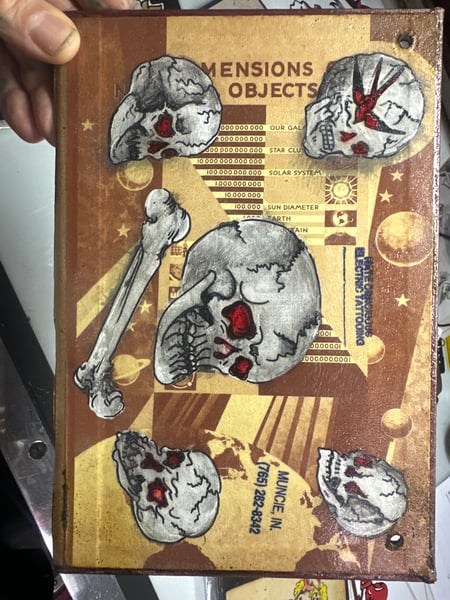 Image of Skull tattoo flash board 