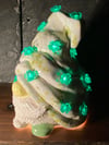 White Green & Yellow Clover Themed Ceramic Gnome Night Light Lamp