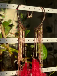 Image 3 of Peaches and feathers ear cuff earrings 