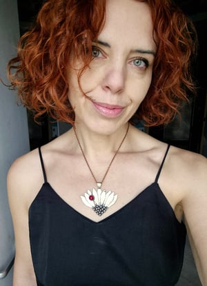 Sunflower pendant with ladybug 