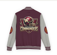 Image 3 of Washington Commander Letterman Jacket Burgundy/Grey