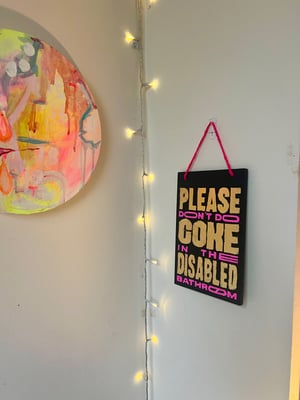 Image of Please Don’t Do Coke In The Disabled Bathroom | Original Painting with Gold Leaf