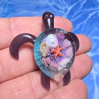 Image 2 of "UNDER THE SEA" CORAL REEF IMPLOSION SEA TURTLE PENDANT LARGE 3