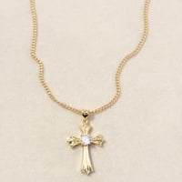 Image 2 of White Stone Cross Necklace.