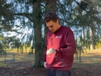 Image 2 of Stoned Embroidered Creweneck-Maroon