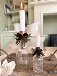 Image 2 of Antique Brass Flower Candle Bottles ( Set of 2 )