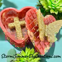 Image 1 of Red/Gold with Butterfly Prayer/Trinket Box