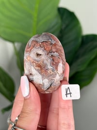 Image 1 of SANGRIA LACE AGATE PALM STONES LOT 2