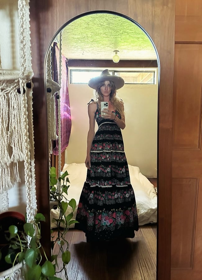 70s Victor Costa cotton black floral sundress